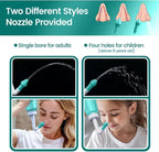 Neti Pot Sinus Rinse Bottle 260 ML with 60 Nasal Wash Salt Packets and Sticker Thermometer Nose Wash Cleaner Pressure Rinse Nasal Irrigation for Adult & Kid BPA Free (Green)