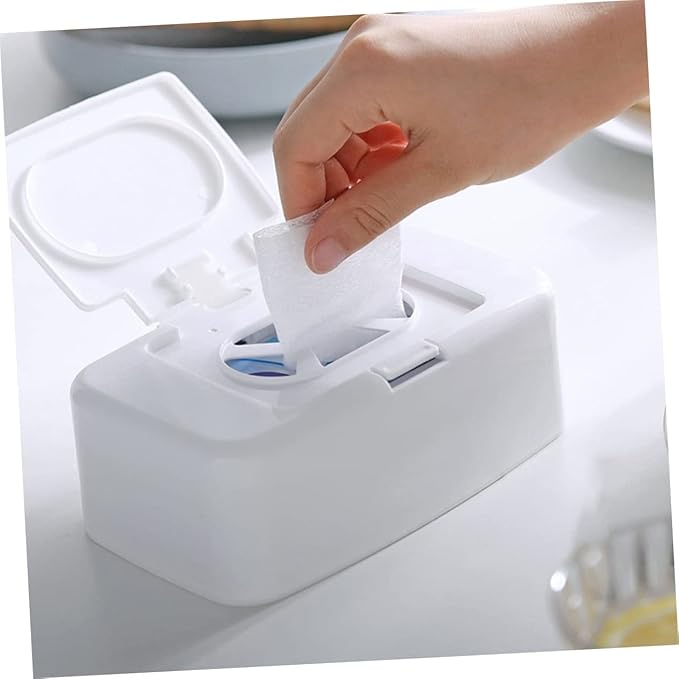 Wipe Storage Box - Refillable Baby Wipes Dispenser with Nonslip Base for One-Handed Use Ideal for Living Room Baby Room Kitchen and Bathroom