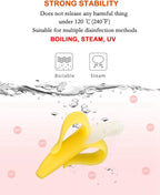 Banana Teether, Soothing Pain Relief Soft Silicone Train Baby Toothbrush, Teething Toys for Babies, Toddlers, Infants, BPA Free for Oral Hygiene, Food Grade, Soothes Babies Sore Gums