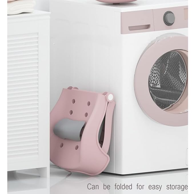 Adjustable Children's Shampoo Chair is Suitable for 3-10 Years Old Bath seat Bathtub Household Foldable Moisture-Proof Clothes Design Pink