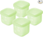 Olababy Clear Sense Silicone Storage Containers 4pk for Baby Food, Snacks, Formula, Puree, Sauce & More | Micro Plastic & BPA-Free | Daycare Essentials for Toddlers and Kids (Kiwi, 4 oz / 120 ml)