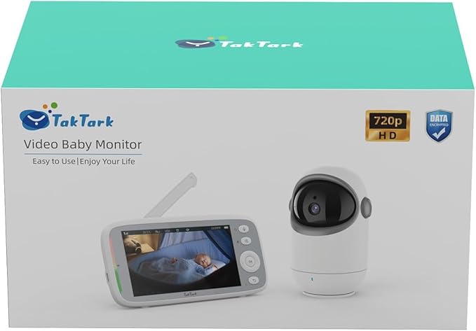 TakTark 5" HD 720P Baby Monitors, Video Baby Monitor with 2 Cameras and Audio, Night Light, 960ft Range, 2 Way Audio, Digital Zoom, Night Vision, VOX Sound Detection, Ideal for New Parent