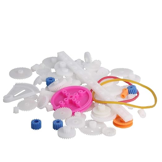 Fielect 85Pcs Plastic Gear Kit DC Motor Gears Kit DIY Gear Assortment Accessories Set for Motor Robot Various Gear Axle Belt Bushings
