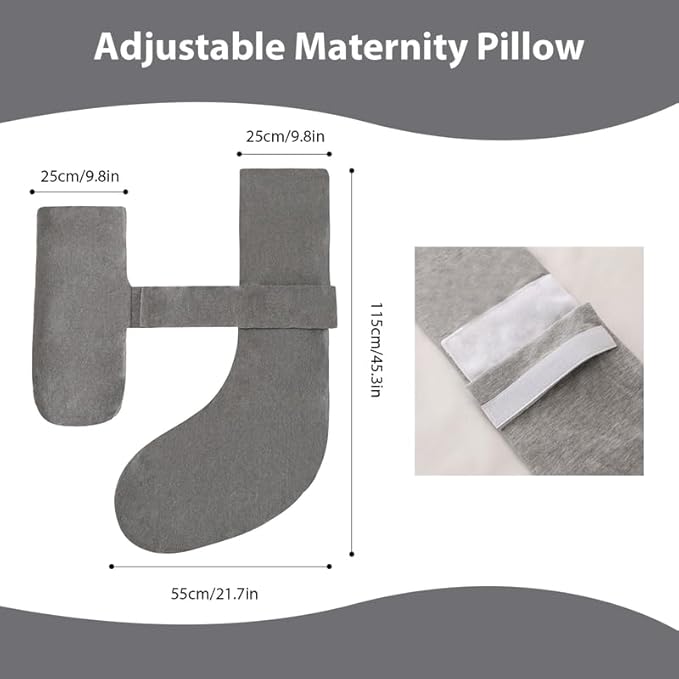 Pregnancy Pillow Maternity Pillow for Side Sleeping Soft Pregnancy Body Pillow for Pregnant Women, Maternity Pillow with Detachable and Adjustable Pillow Cover