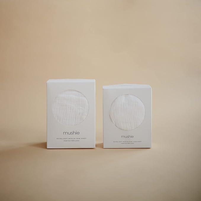 mushie Extra Soft Muslin Fitted Crib Sheet | 192 Thread Count | 28"x 52" (White)