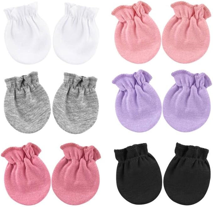 BQUBO Newborn Infant Toddler Mittens No Scratch Cotton Elastic Wrist Gloves Hypoallergenic for 0-6 Months Baby Boys Girls