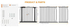 Extra Wide Baby Gate Extra Wide Pet Dog Gates for Stairs Doorways Black Metal Tension Indoor Safety Gates with Pressure Mount 71.5-76.38 Inch