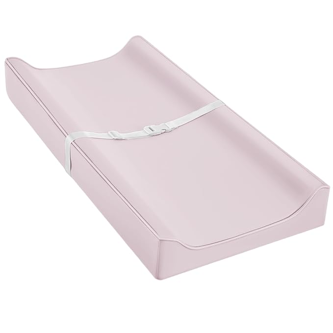 Vegan Leather Changing Pad Cover with Zipper - 31"X 16" - Waterproof Wipeable, Extra Thick & Portable & Non-Slip Diaper Mat - Fits Standard Changing Tables (Pink)