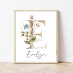 IZI POD Personalized Wooden Name Sign, Floral Monogram Nursery, Nursery Name Sign Boho Floral Pattern, Baby Name Sign, Wooden name signs for nursery, Wildflower Decor, Name signs for kids room gift/15, Design 15