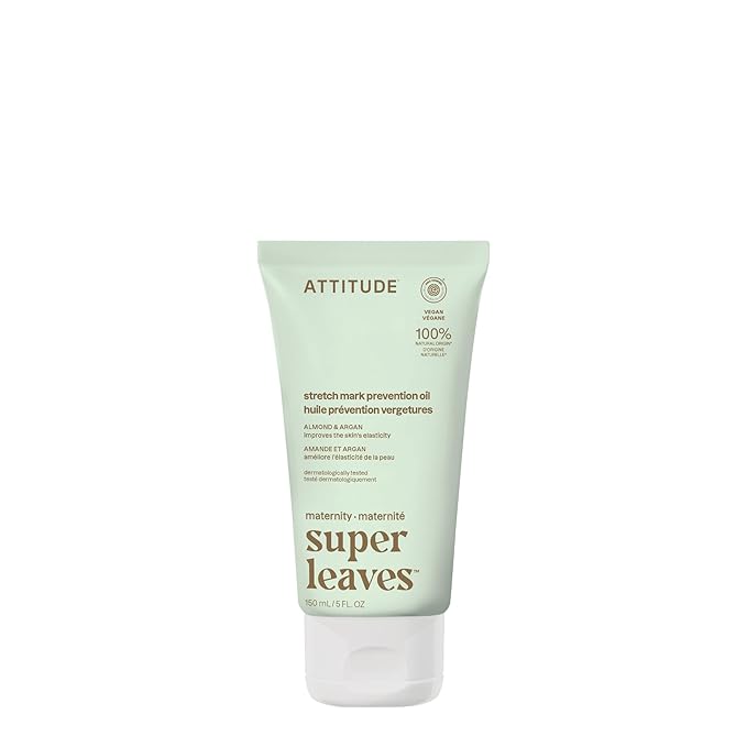 ATTITUDE Pregnancy Stretch Mark Prevention Oil, EWG Verified, Dermatologically Tested, Plant and Mineral-Based, Vegan Maternity Products, Argan Oil, 5 Fl Oz