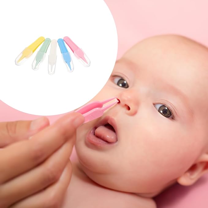 5pcs Infant Nose Cleaning Tweezer Plastic Round Head Care Ear Nose Navel Clean Tool Nipper Plier Pincet Forceps for Ear Wax Removal Tool