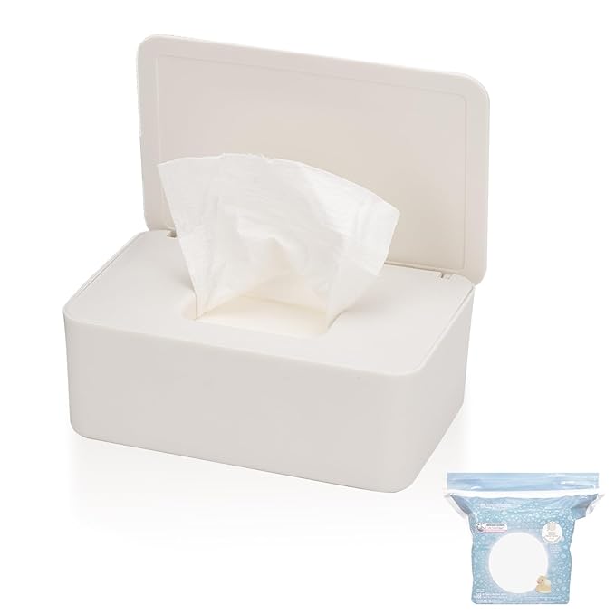 Wipes Dispenser Compatible with Cottonelle Wet Wipes Refill Pack, Refillable Wipes Container, Reusable Wipe Holder with Non-Slip Base, Easy Open Sealed Lid, Keeps Wipes Clean, for Home, Office, Car