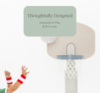 PLAYSMOL Basketball Hoop for Toddlers & Kids, Rainbow Backboard with Blue Rim, Indoor Outdoor Mini Basketball Hoop, Adjustable Height, Colorblock Plush Ball Included, Ages 18m+