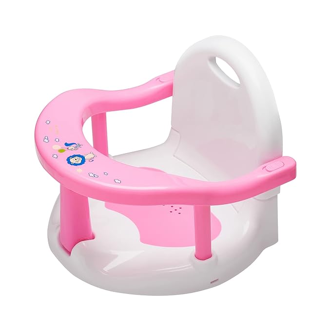 Foldable Baby Bathtub Seat - Non-Slip Bath Chair for Sitting Up, Shower Chairs for Newborn Infant 6-18 Months (Pink)