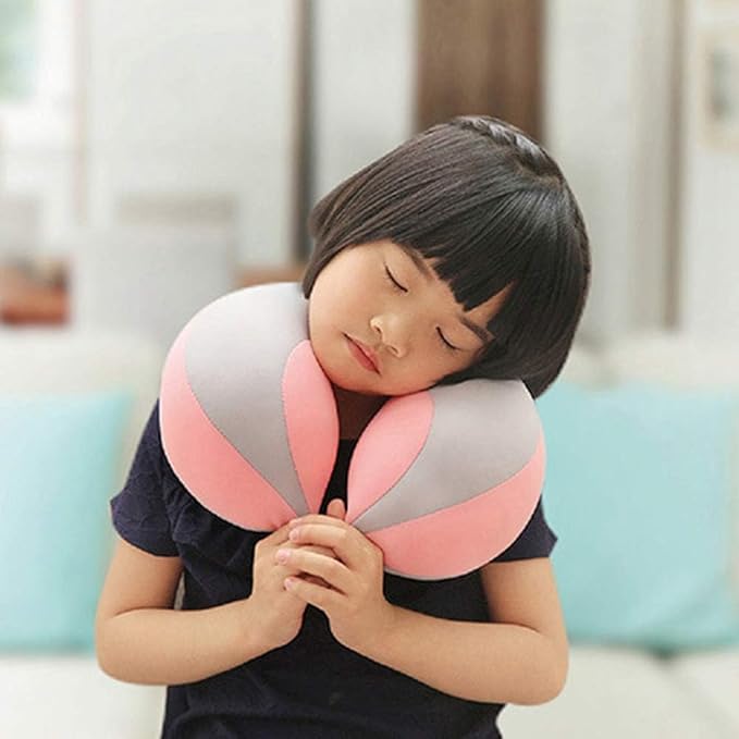 MOOB Kids Pillow Support Neck Pillow for Car & Airplane, Traveling Gifts for Toddler & Children U-Shape Car Seat Head Travel Neck Pillow Support Pink …