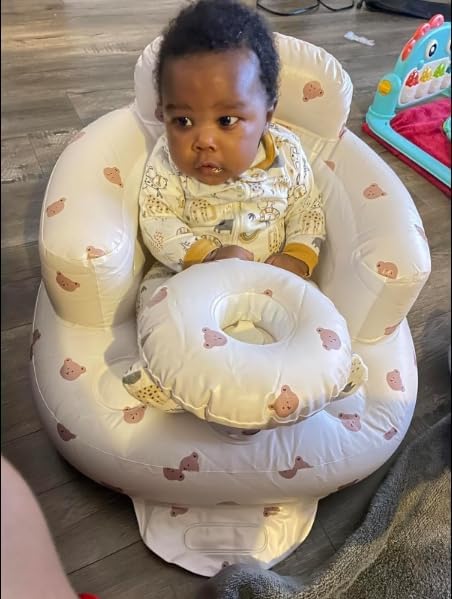 Little Angels Inflatable Seat with Tray for Toddlers 3-36 Months, Built-in Air Pump, Summer Baby Support Chair for Sitting Up