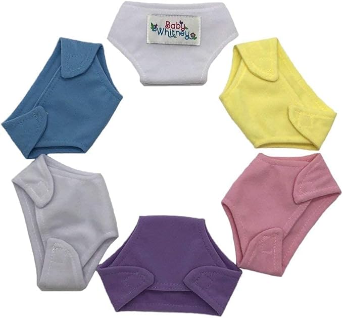 Baby Doll Toy 6 Pack Fabric Diapers, Pastels