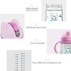 POTATO Toddler Cups Spill Proof Sippy Cup with Handles and Strap, Straw Cups for babies, 240ML/8oz, Pink