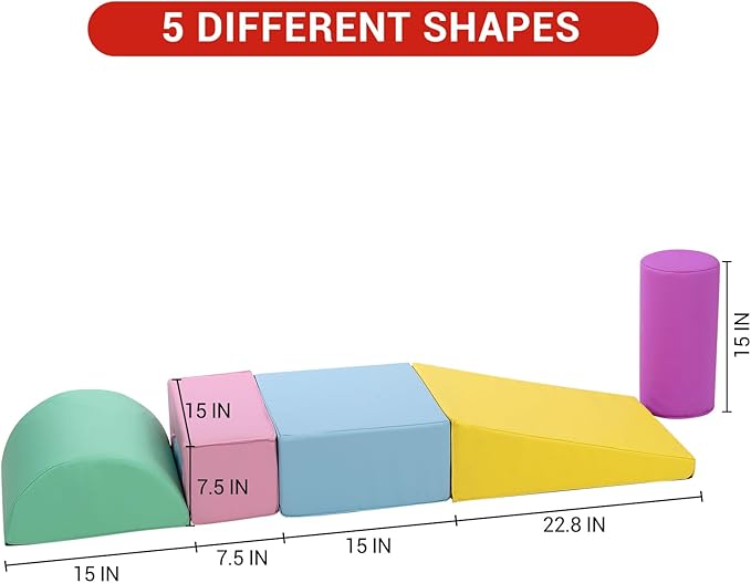 6-Piece Soft Toddlers Climbing Toys, Baby Foam Climbing Blocks for Babies Toddlers, Waterproof Foam Play Gym Climber Structures for Toddler 3, Indoor Climb and Crawl Activity Play Set (PU Leather)