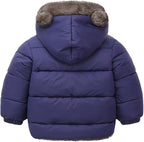 Infant Baby Winter Coat Bear Hooded Jacket Warm Fleece Snowsuit Windproof Outerwear for Toddler Boy Girl 9M-4T