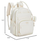 BabbleRoo Leather Diaper Bag Backpack - Baby Essentials Travel Baby Bag, Multi function, Waterproof, with Changing Pad, Stroller Straps & Pacifier Case – Unisex, Eggshell White