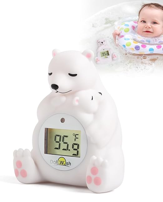 Baby Bath Thermometer for Infants,Cute Polar Bear Digital Bath Thermometer for Baby,Room&Water Temperature Toy