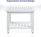 Psilvam Poly Lumber Shower Bench, Shower Stool with Storage Shelf, Shower Benches for Inside Shower Water Resistant & Non-Slip Design Shower Chair Seat for Bathroom, Living Room (White)