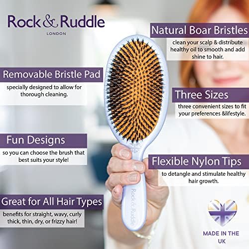 Rock & Ruddle Soft White Natural Boar Bristle Hairbrush for Babies and Young Children | Perfect for Fine Hair Detangling and Smoothing - Darling Dogs