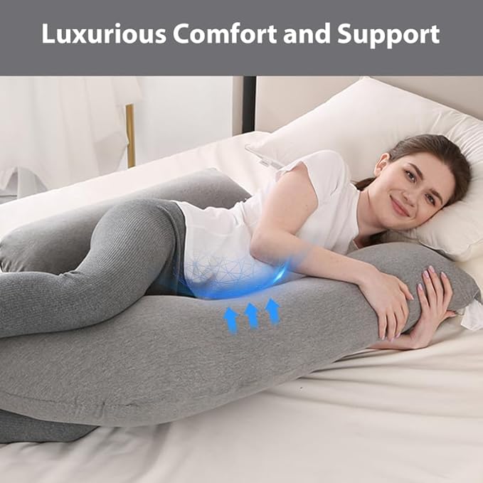 Pregnancy Pillow Maternity Pillow for Side Sleeping Soft Pregnancy Body Pillow for Pregnant Women, Maternity Pillow with Detachable and Adjustable Pillow Cover