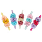 FZBNSRKO Baby Girls Floral Headbands Set,10 Pack Mixed Baby Chiffon Headbands Baby Girl Flower Headband Elastic Hairband for Newborn Toddler Hair Accessories(3 flowers)