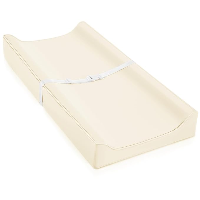 Vegan Leather Changing Pad Cover with Zipper - 31"X 16" - Waterproof Wipeable, Extra Thick & Portable & Non-Slip Diaper Mat - Fits Standard Changing Tables (White)
