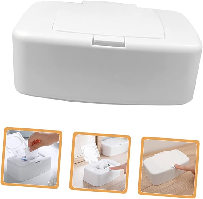 Wipe Storage Box - Refillable Baby Wipes Dispenser with Nonslip Base for One-Handed Use Ideal for Living Room Baby Room Kitchen and Bathroom