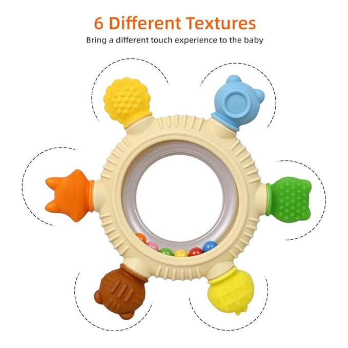 Baby Teething Toy for Babies 0-3-6-12,18 Months, BPA Free Silicone Baby Teething Ring for Teething Relief
