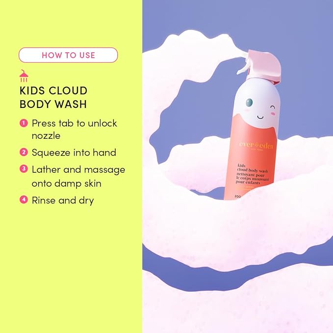 Evereden Kids Foam Soap, Cloud Body Wash (6.7 fl. oz., Juicy Citrus): Spray, Shape & Splash: The Fun, Fluffy Foam That Makes Bath Time Playtime, Hydrating Foaming Bath Soap for Sensitive Skin