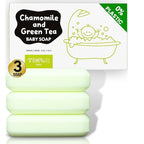 Hypoallergenic Organic Baby Soap Bar - Chamomile & Green Tea Oil - Gentle Cleansing Body Wash for Sensitive Skin | Babies, Toddlers, and Kids | 3-Pack