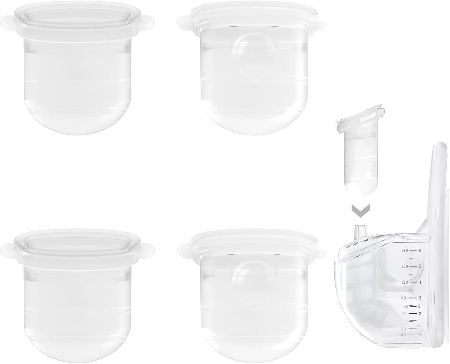 4PC M6 Breast Pump Replacement Accessories, Including 4pcs Silicone Diaphragms for Momcozy Mobile Style | M6, Replace for Momcozy Pump Parts, Not Original Parts, 4PC Transparent Diaphragms