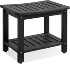 Psilvam Poly Lumber Shower Bench with Storage Shelf, Non-Slip Design, Water Resistant for Bathroom & Living Room (Black)