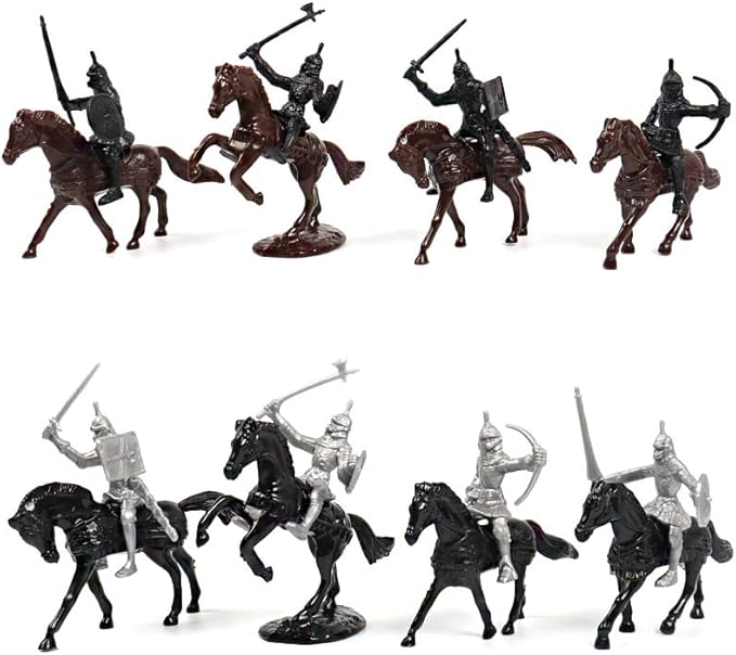 254pcs/set Medieval Castle Knights Toy Soldier - Army Figures Miniature Playset with Castle, Four-Color Soldier, Cavalry and Arrow Tower (Castle and 4 Color Soldiers)