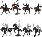 254pcs/set Medieval Castle Knights Toy Soldier - Army Figures Miniature Playset with Castle, Four-Color Soldier, Cavalry and Arrow Tower (Castle and 4 Color Soldiers)