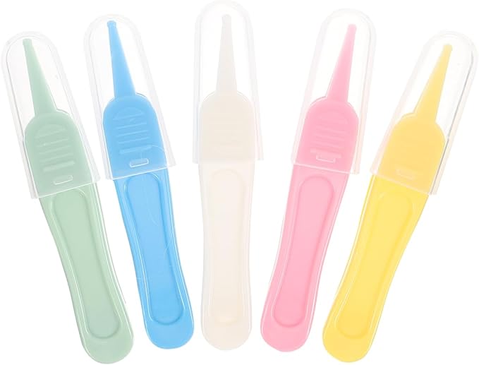 5pcs Infant Nose Cleaning Tweezer Plastic Round Head Care Ear Nose Navel Clean Tool Nipper Plier Pincet Forceps for Ear Wax Removal Tool