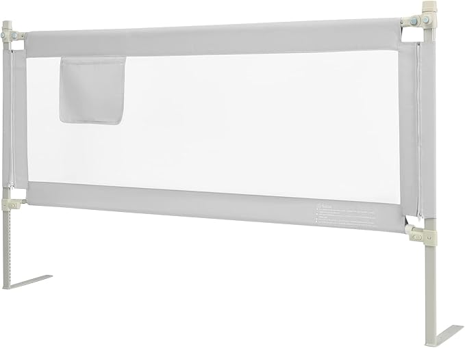 HONEY JOY Bed Rail for Toddlers, 69-in Extra Long, Portable Safety Bed Guardrail w/Side Pocket, Baby Bed Rail Guard, Fit King & Queen Full Twin Size Bed Mattress (69 INCH, Gray)