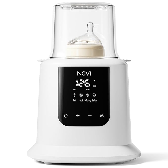 NCVI Baby Milk Warmer 3 Mins Fast Heating 8 in 1 Functions, Infant Breast Milk Bag Warmer with Timer and Precise Temperature for All Size Materials Bottles, Milk Freezer Bags and Pacifier Sterilize