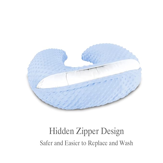 Nursing Pillow for Breastfeeding and Bottle Feeding Pillow, Support for Mom and Baby, with 2 Removable Machine Washable Cover, Ergonomic Breastfeeding Pillow (Blue)