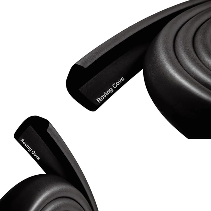 Roving Cove HeftyFit Edge Protector for Baby Proofing (9ft Large Edge Only), Heavy-Duty Soft Rubber Foam Furniture Edge Bumper Guards, Desk Edge Cushion, Wall Corner Covers, 3M Adhesive, Onyx Black