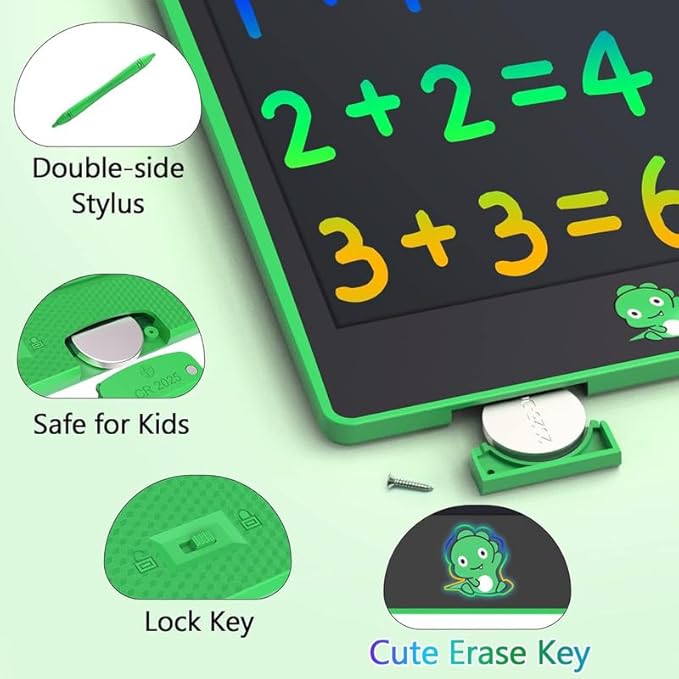 Hockvill LCD Writing Tablet for Kids 8.8 Inch, Toys for Girls Boys Drawing Pad for 3 4 5 6 7 Year Old Kid, Toddler Magnetic Doodle Board Travel Essentials Christmas Birthday Gift for Children (Green)