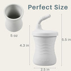 PandaEar Silicone Training Cup, 3 Pack Baby Drinking Sippy Cups with Straw for Baby and Toddler 6 Months+ (Brown/Pink/Gray)