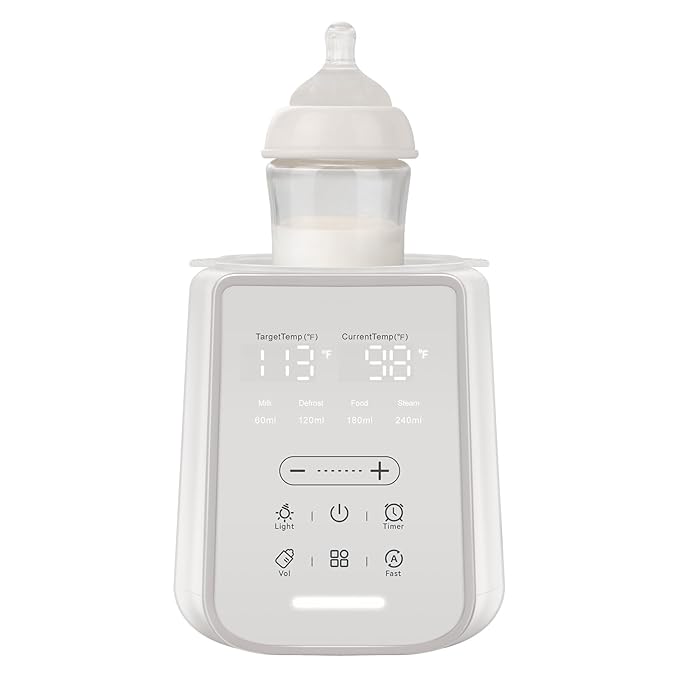 Baby Bottle Warmer for Breast Milk with Timer & Night Light, 11-in-1 Milk Warmer for Baby Bottles, 48H Keep Warm, BPA-Free Fast Heating with Adjustable Temperature (86-194℉) for Glass/PPSU Bottles
