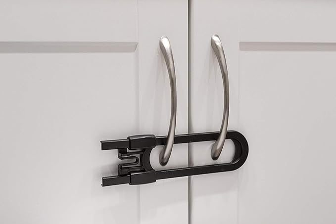 Sliding Cabinet Locks for Child Safety | Baby Proof Your Kitchen, Bathroom, and Storage Doors | Childproof Safety Locks for Knobs and Handles | Easy Install (12 Pack, Black)