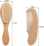 PandaEar 3 Pack Baby Brush and Comb Set Newborn, Silicone Cradle Cap Brush for Babies, Soft Newborn Hair Brush with Soft Goat Bristles, Wooden Toddler Comb Hairbrush Set for Boys and Girls