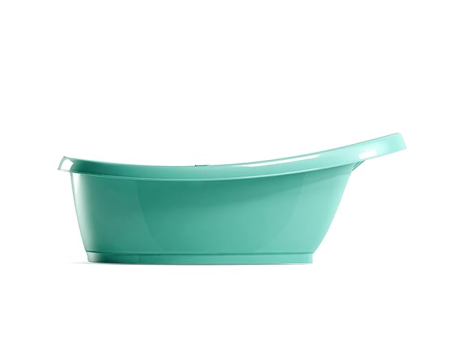 BEABA by OKBaby, Onda Baby Bath, Ergonomic Multi-Position tub for Infants and Babies up to 12 Months, Integrated Water Thermometer, Made in Italy, Turquoise